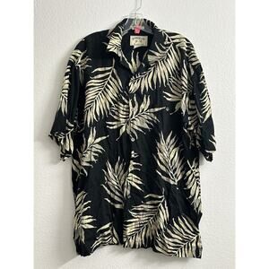 Bamboo Cay Shirt Short Sleeve Rayon Hawaiian Leafs Mens XL Black